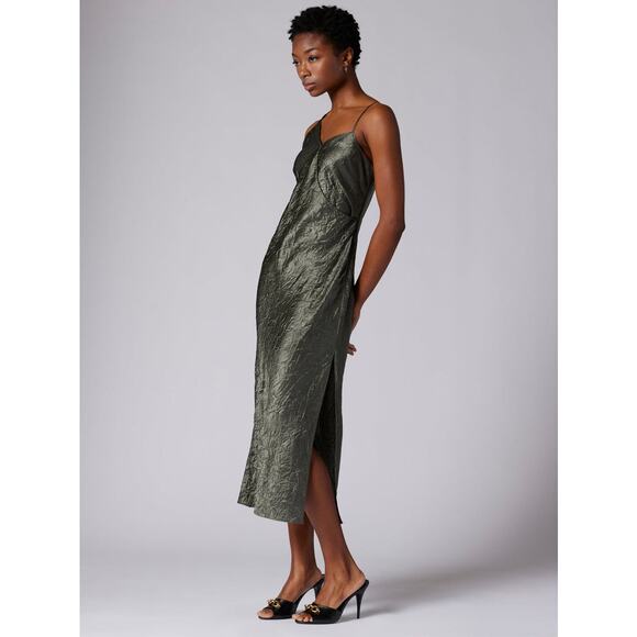 EQUIPMENT Femme Aurore Crinkle Wrap Dress Castor Grey Size 6 NEW - Picture 13 of 13